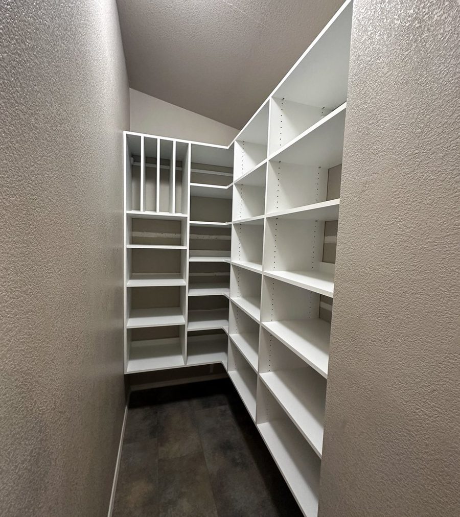 White pantry with adjustable shelving
